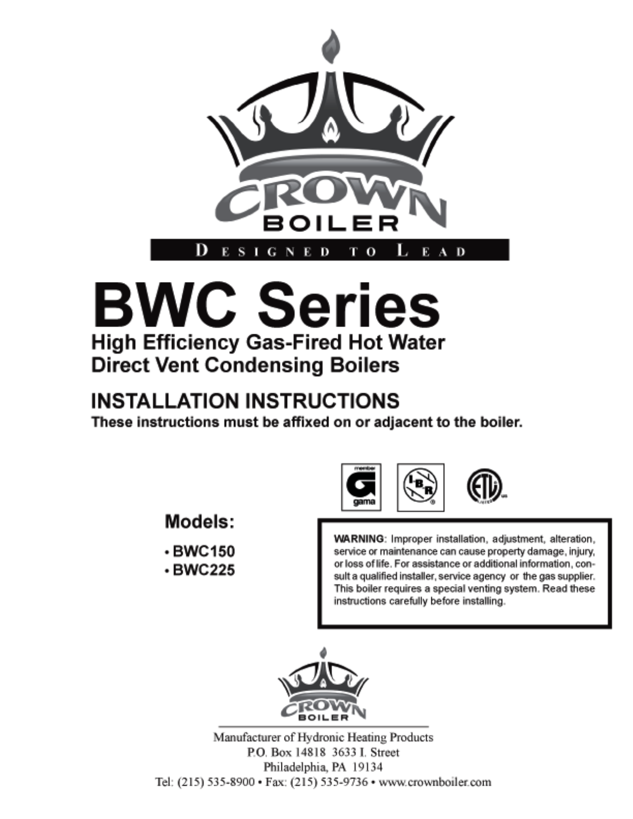 Crown Boiler DTR220 User Manual