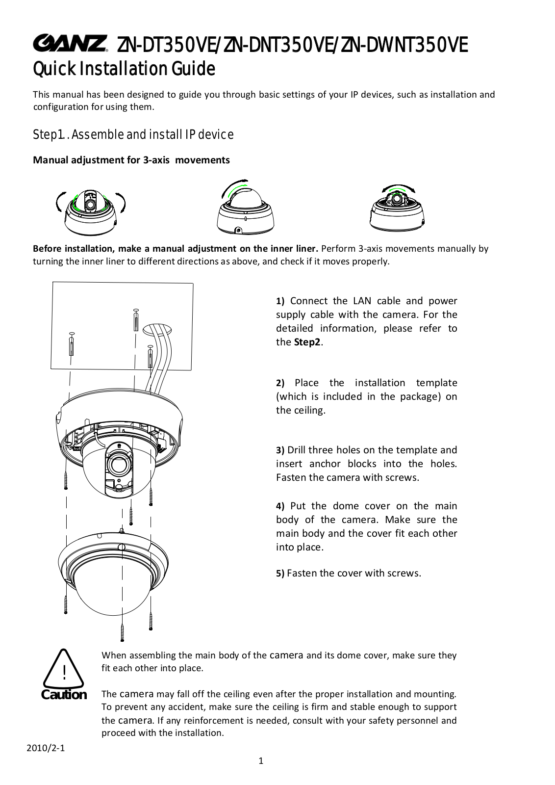 Ganz ZN-DT350VE, ZN-DNT350VE, ZN-DWNT350VE Quick Installation Manual