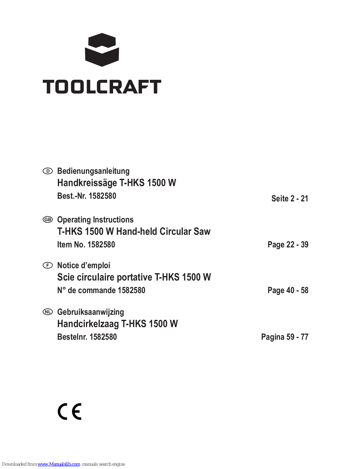 TOOLCRAFT T-HKS 1500 Operating Instructions Manual