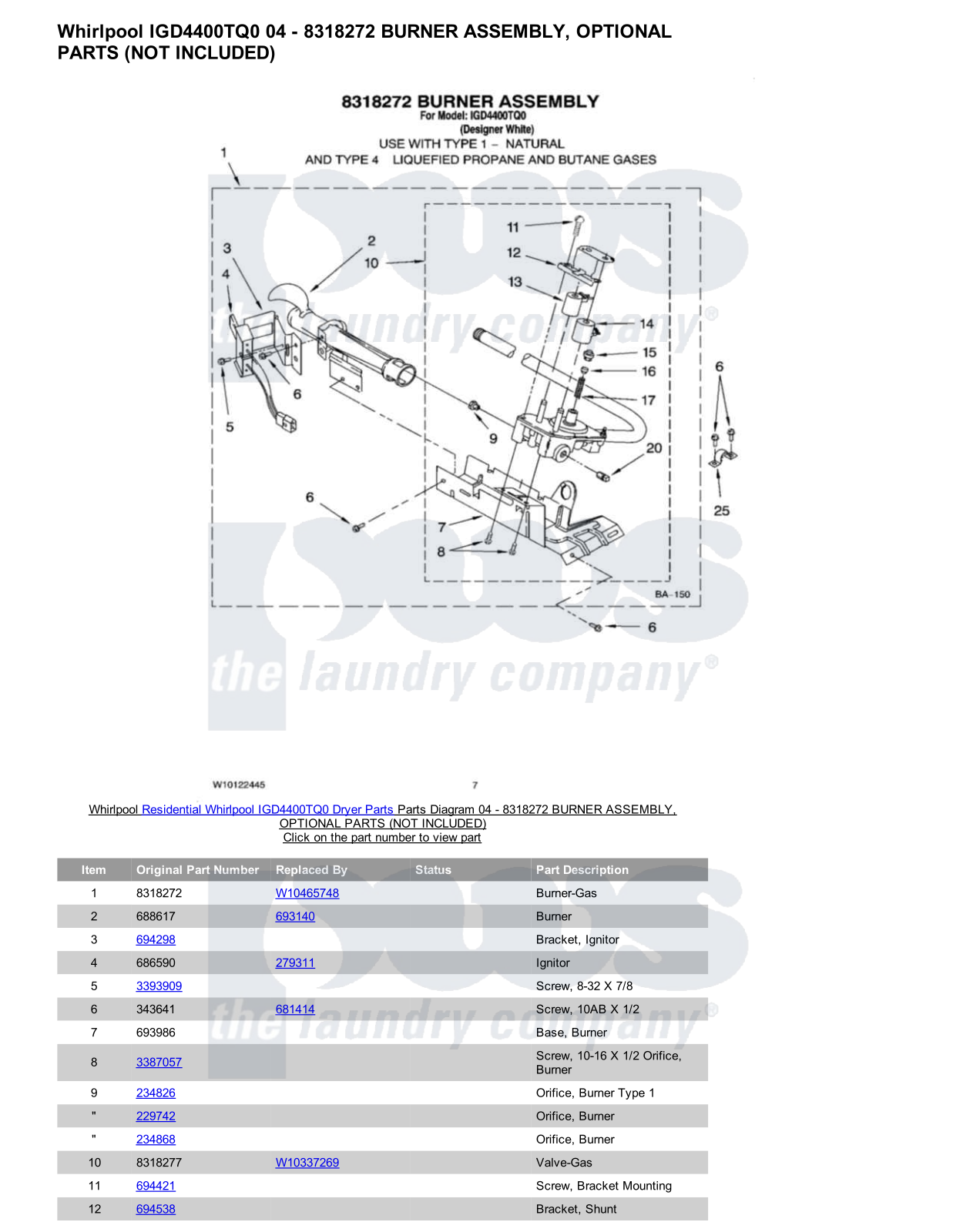 Whirlpool IGD4400TQ0 Parts Diagram