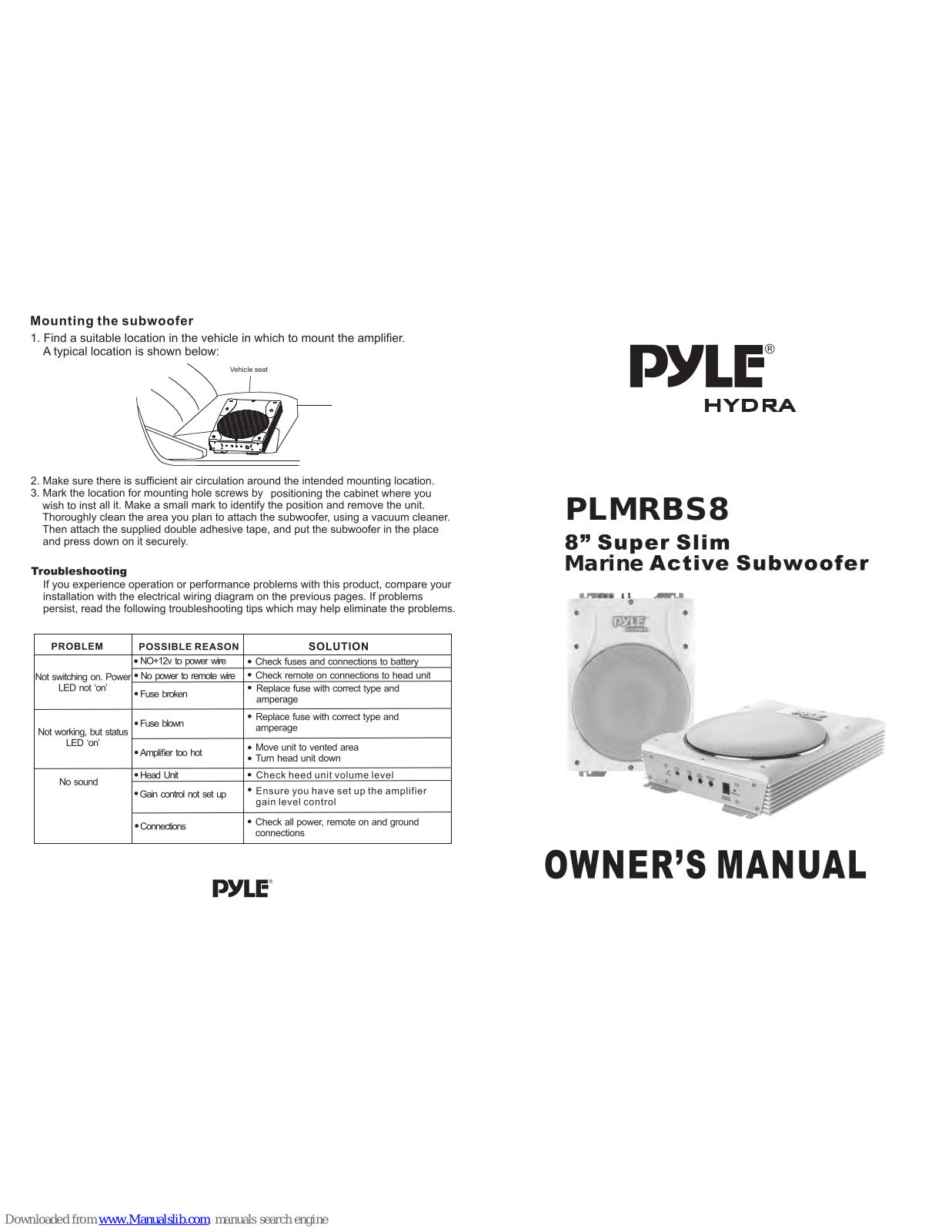 pyle Hydra PLMRBS8 Owner's Manual