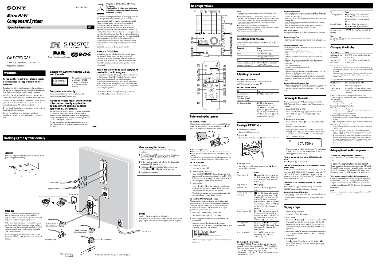 Sony CMT-CPZ1DAB User Manual