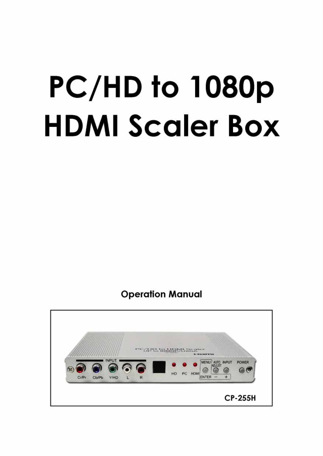 Video Products PCHD-HDMI-SCALER User Manual