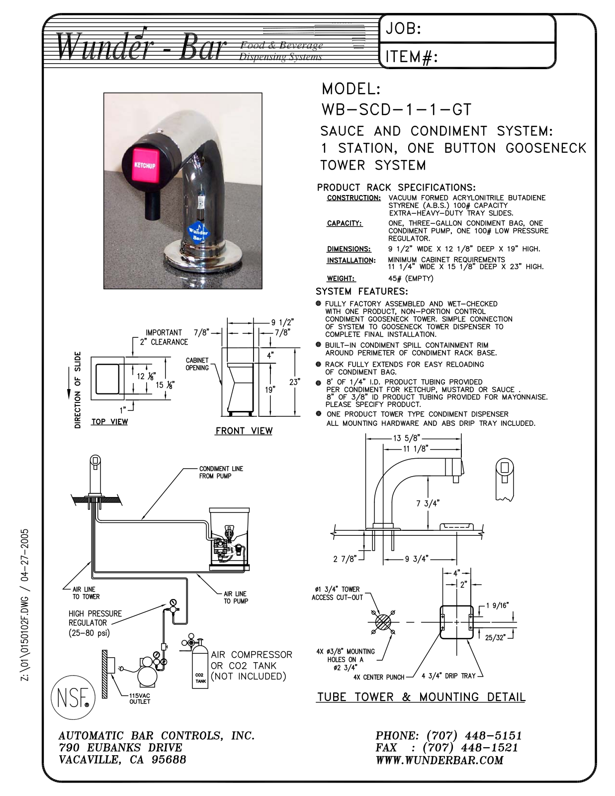 Wunder Bar WB-SCD-1-1-GT User Manual