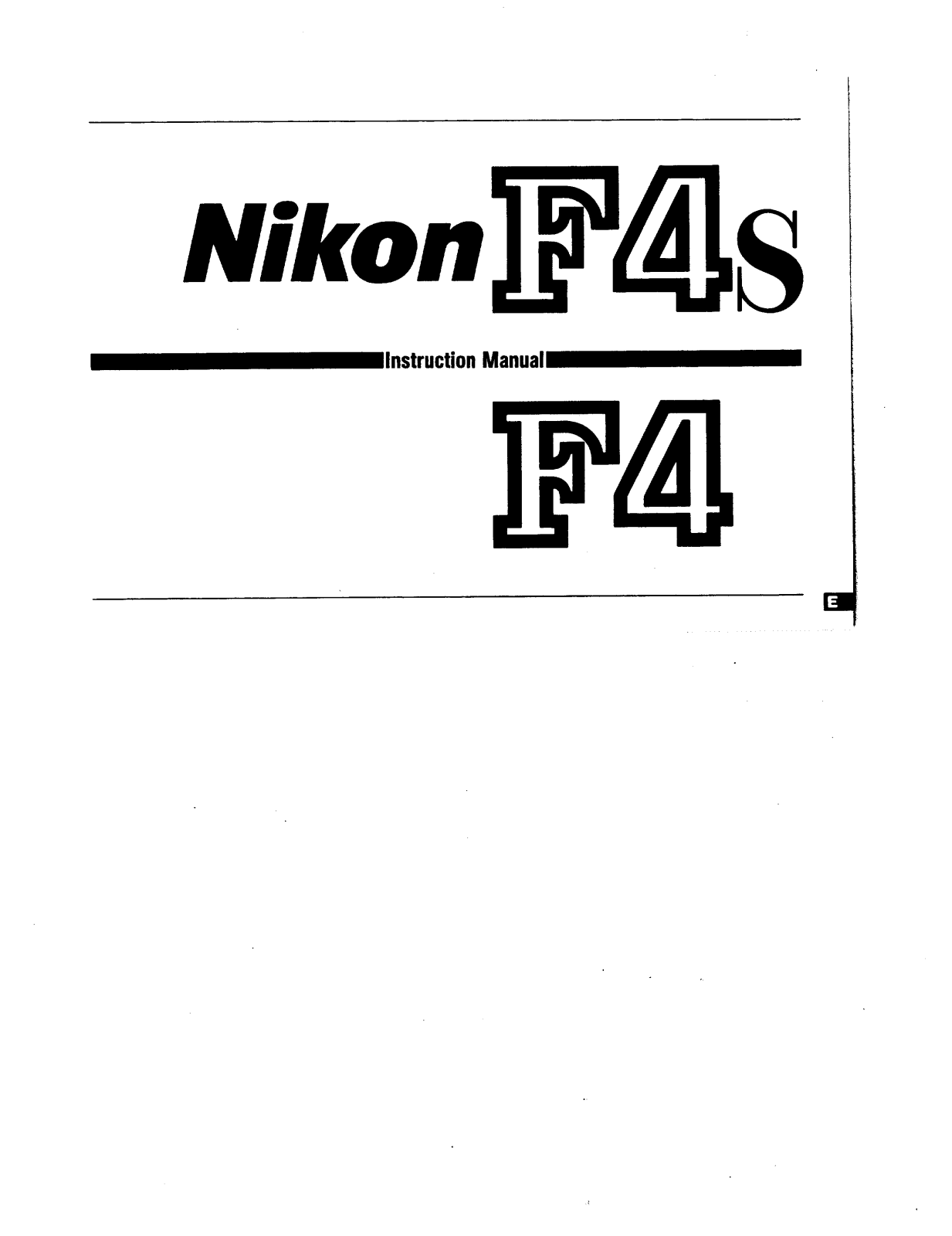 Nikon F4S, F4 User Manual