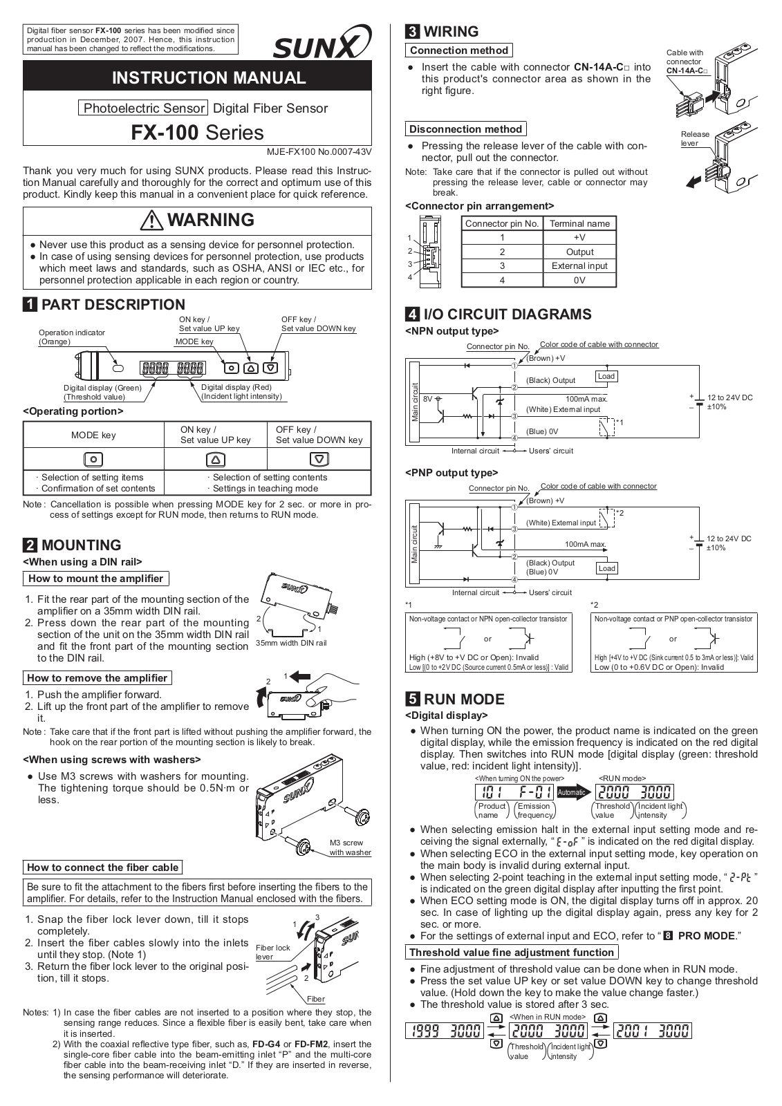 Panasonic FX-100 Installation  Manual