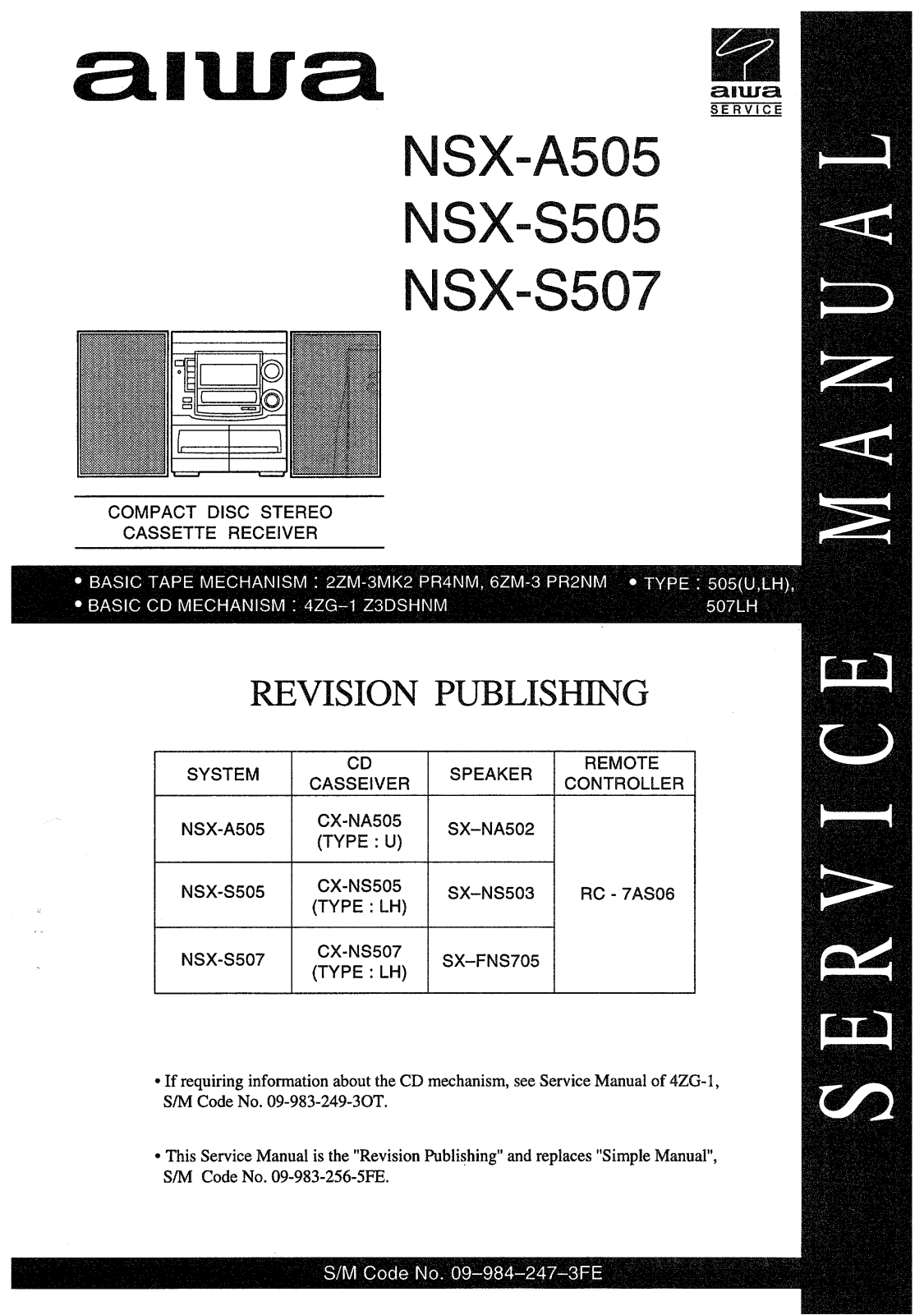 AIWA NSX-A505, NSX-S505, NSX-S507 Service Manual
