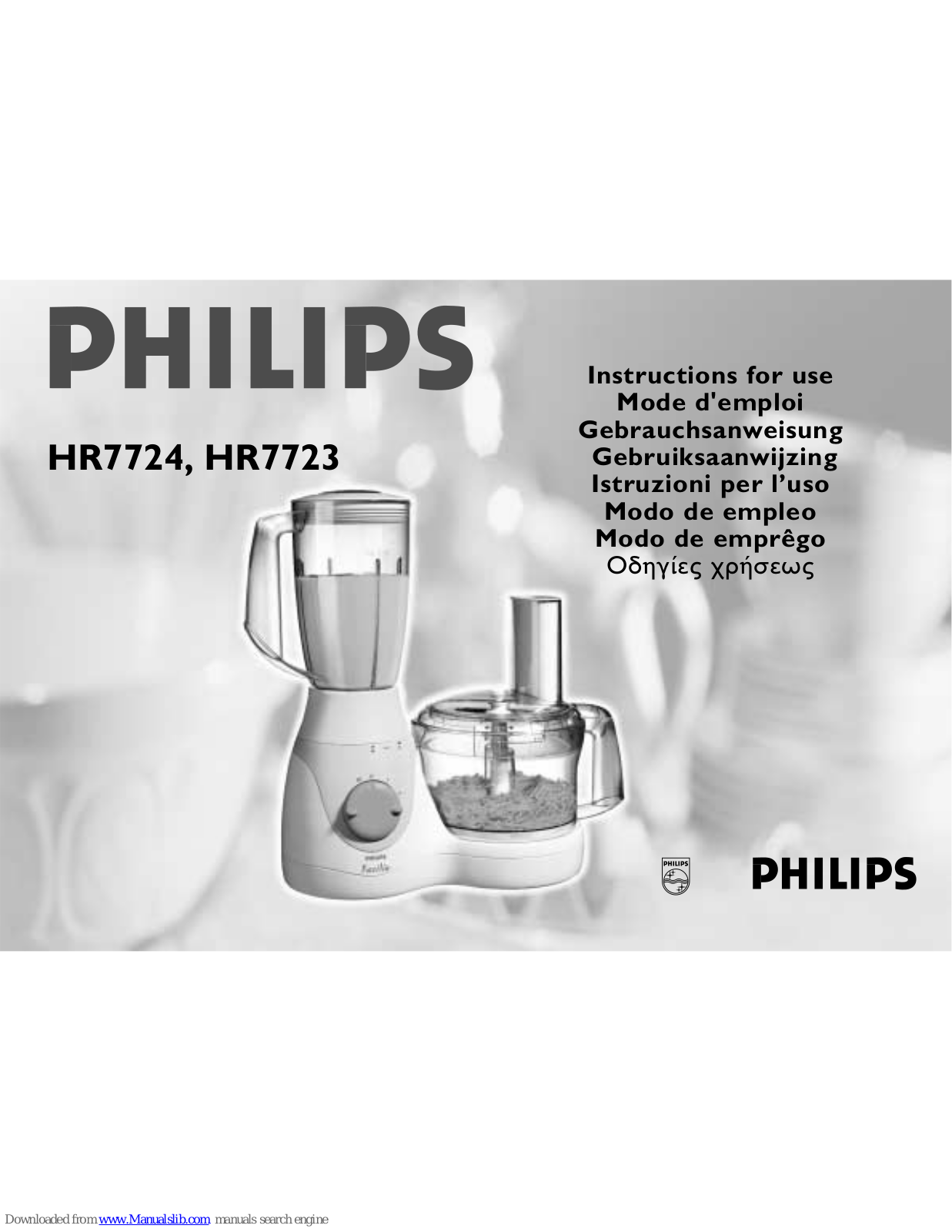 Philips HR7724, HR7723 Instructions For Use Manual