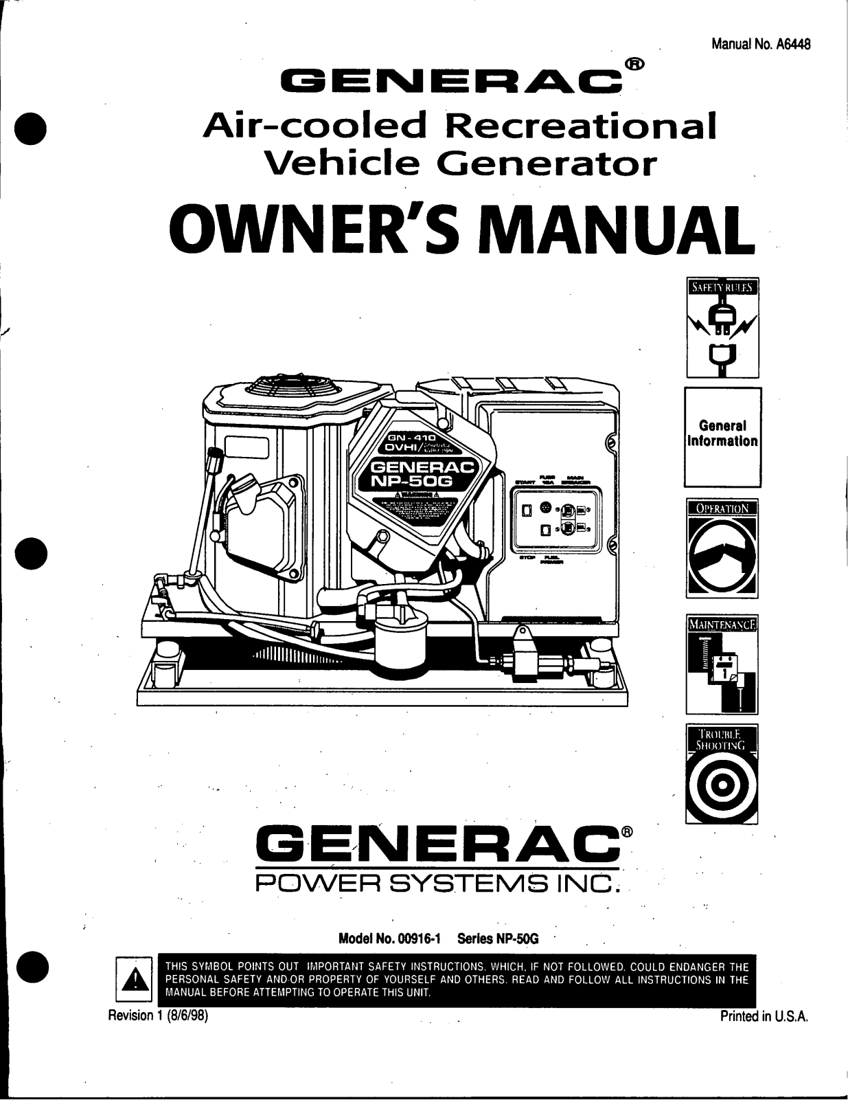 Generac 00916-1 User Manual