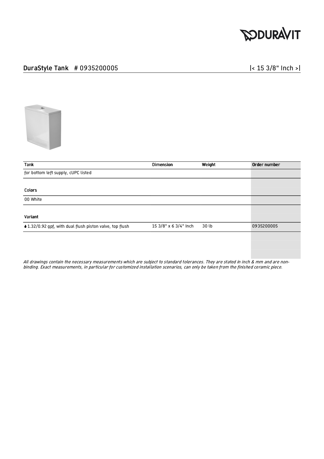 Duravit 0935200005 Specifications - ManualMachine.com