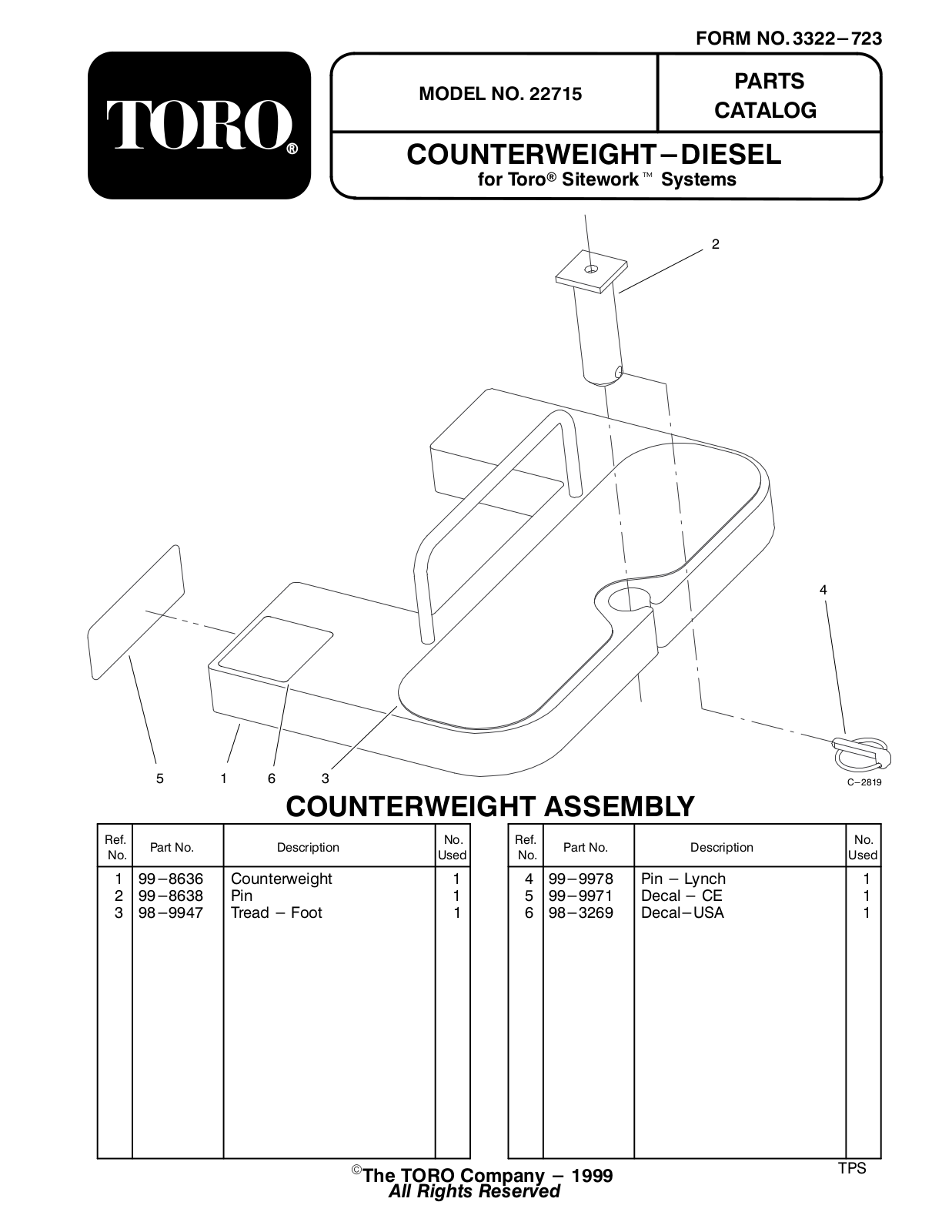 Toro 22715 Parts Catalogue