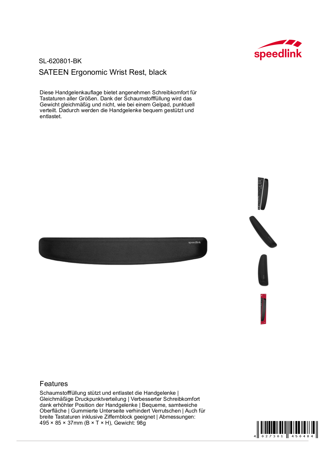 SPEEDLINK SL-620801-BK Datasheet - ManualMachine.com