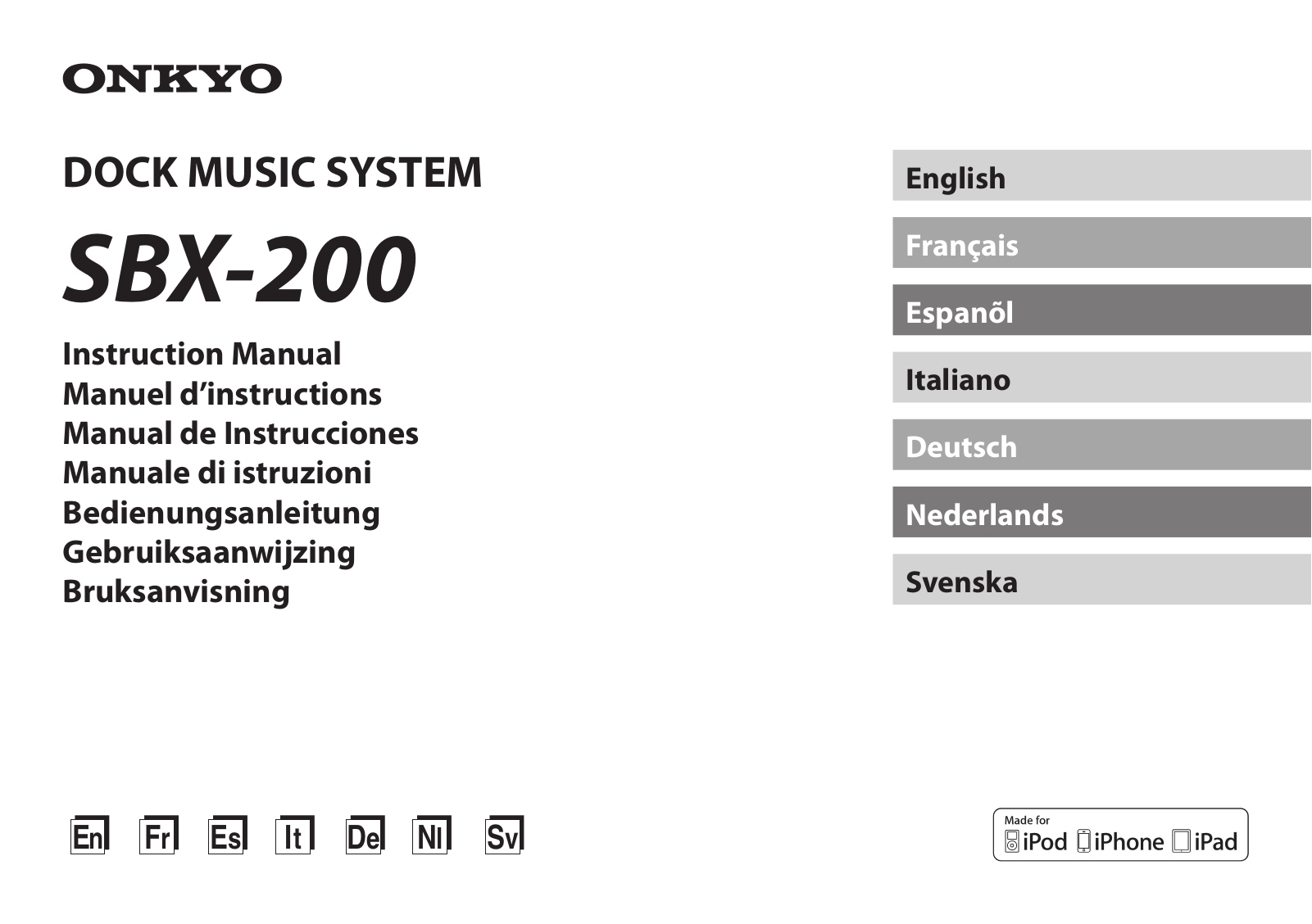 ONKYO SBX-200 U7 User Manual