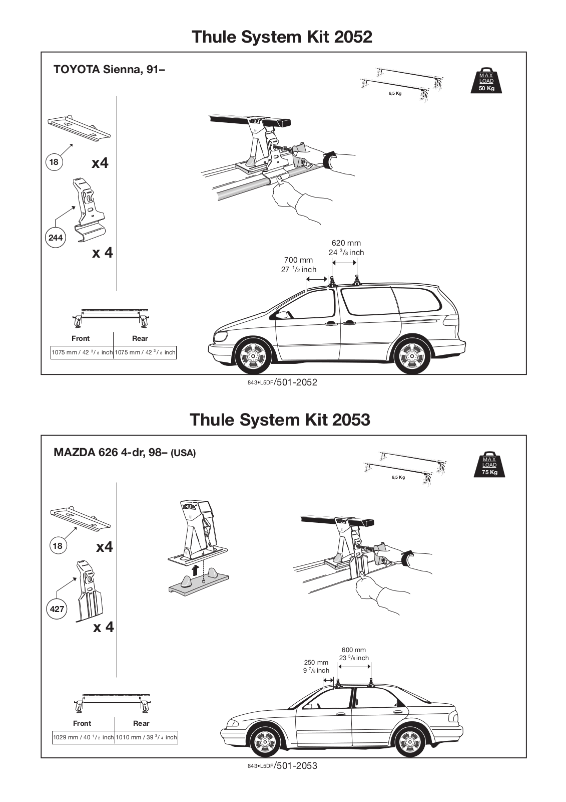 Thule 2052, 2053 User Manual