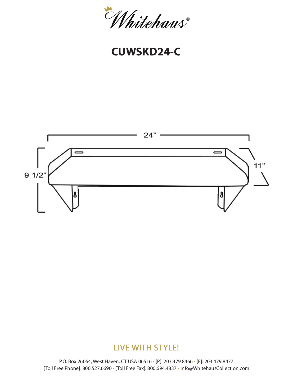 Whitehaus CUWSKD24C Specifications - ManualMachine.com
