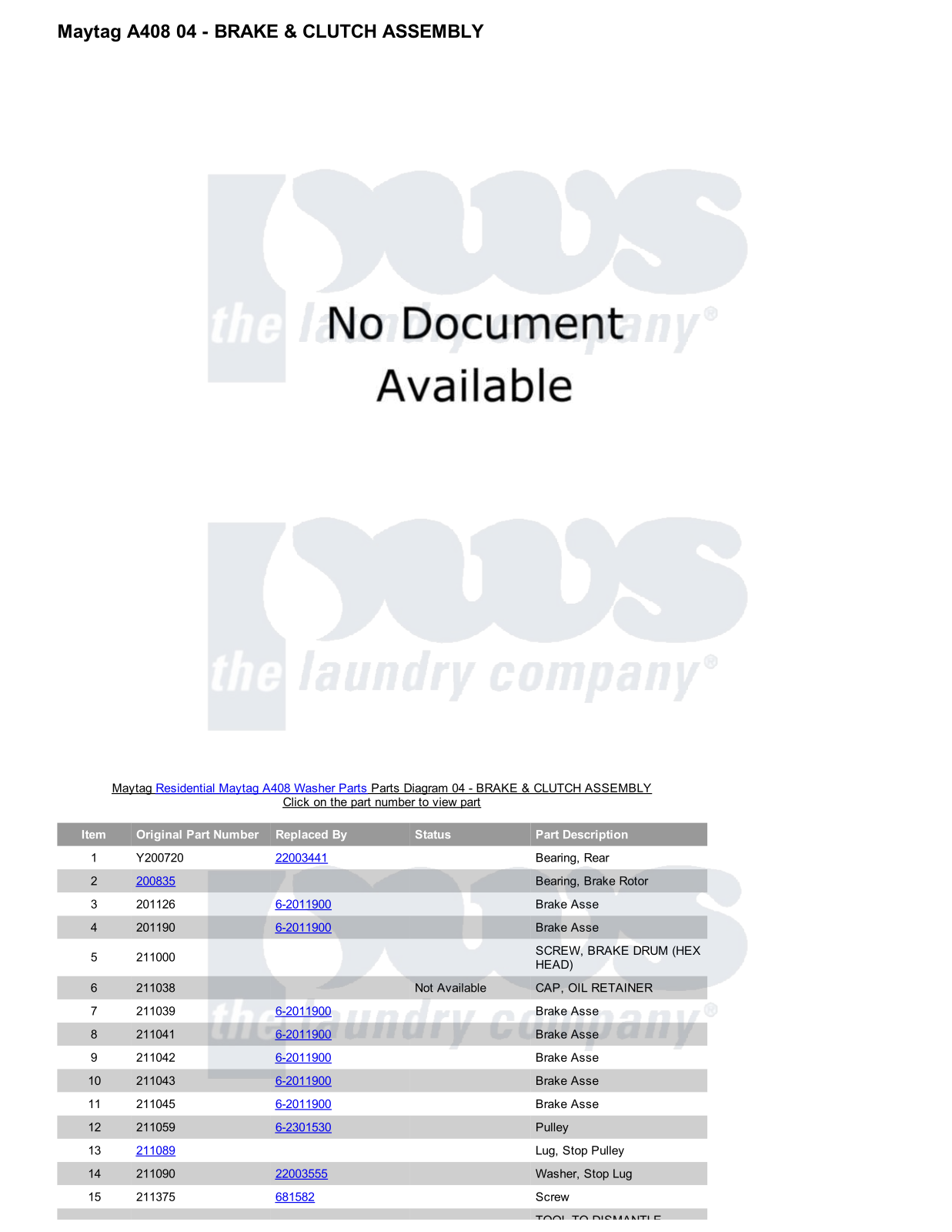 Maytag A408 Parts Diagram