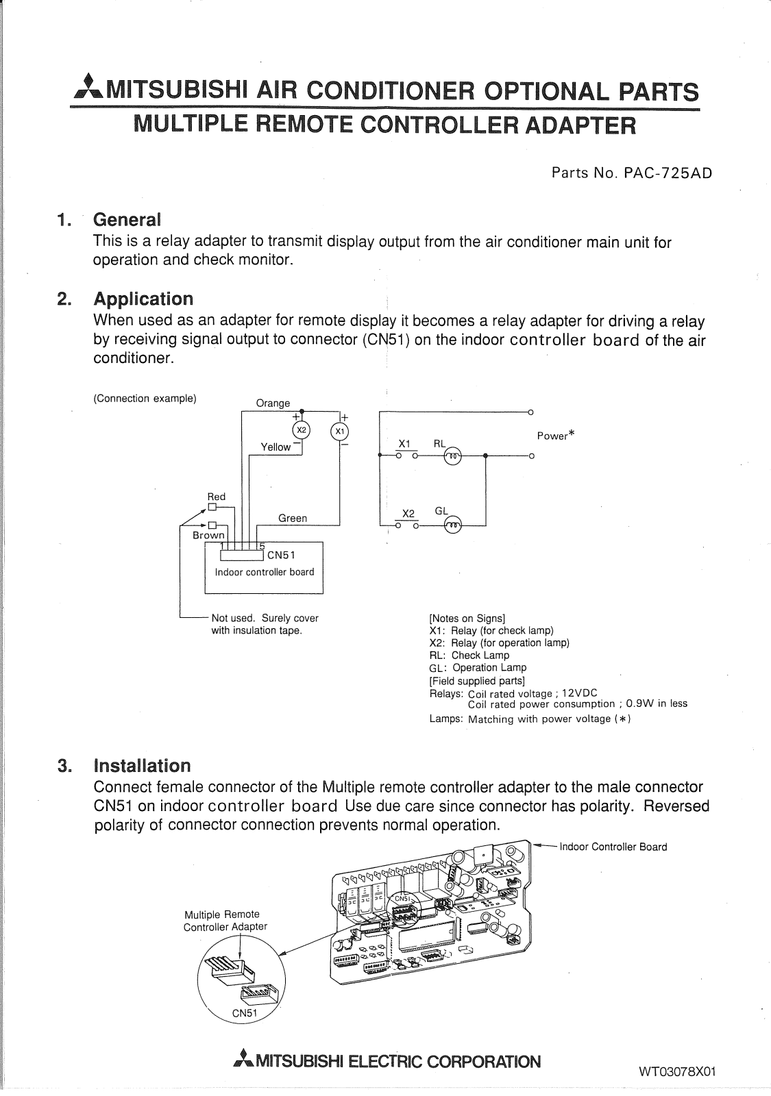 Mitsubishi PAC-725AD Installation Manual