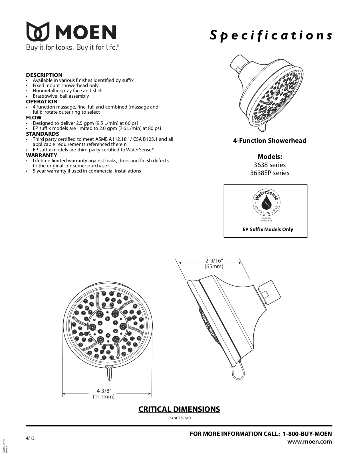 Moen MOE8270 Specifications - ManualMachine.com