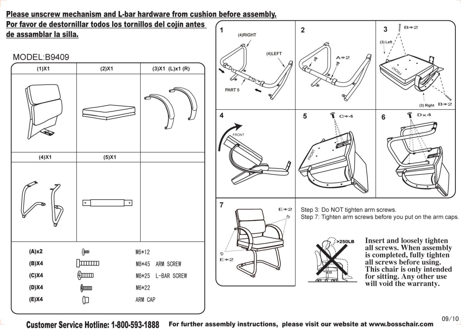 Boss B9409WT Assembly Guide - ManualMachine.com