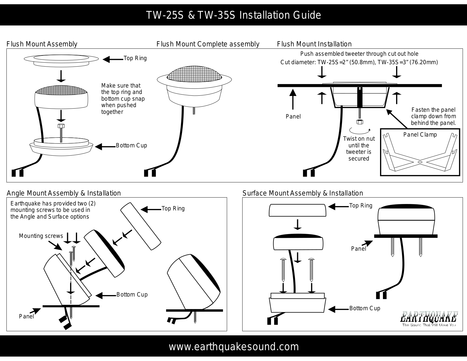 Earthquake Sound TW-35S, TW-25S User Manual