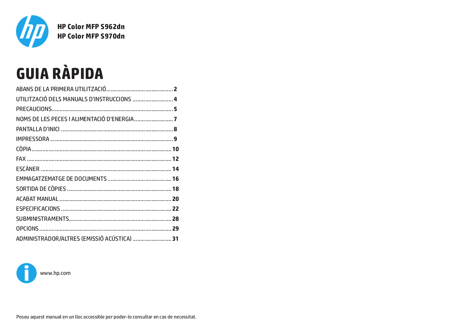 HP S962dn, S970dn QUICK GUIDE