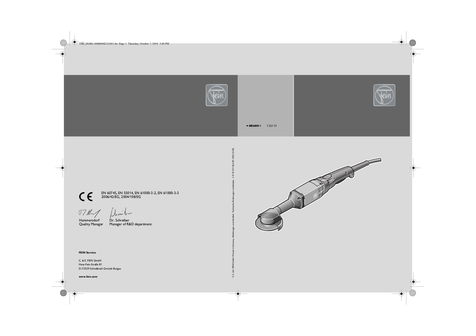 Fein MSfv-649-1 User Manual