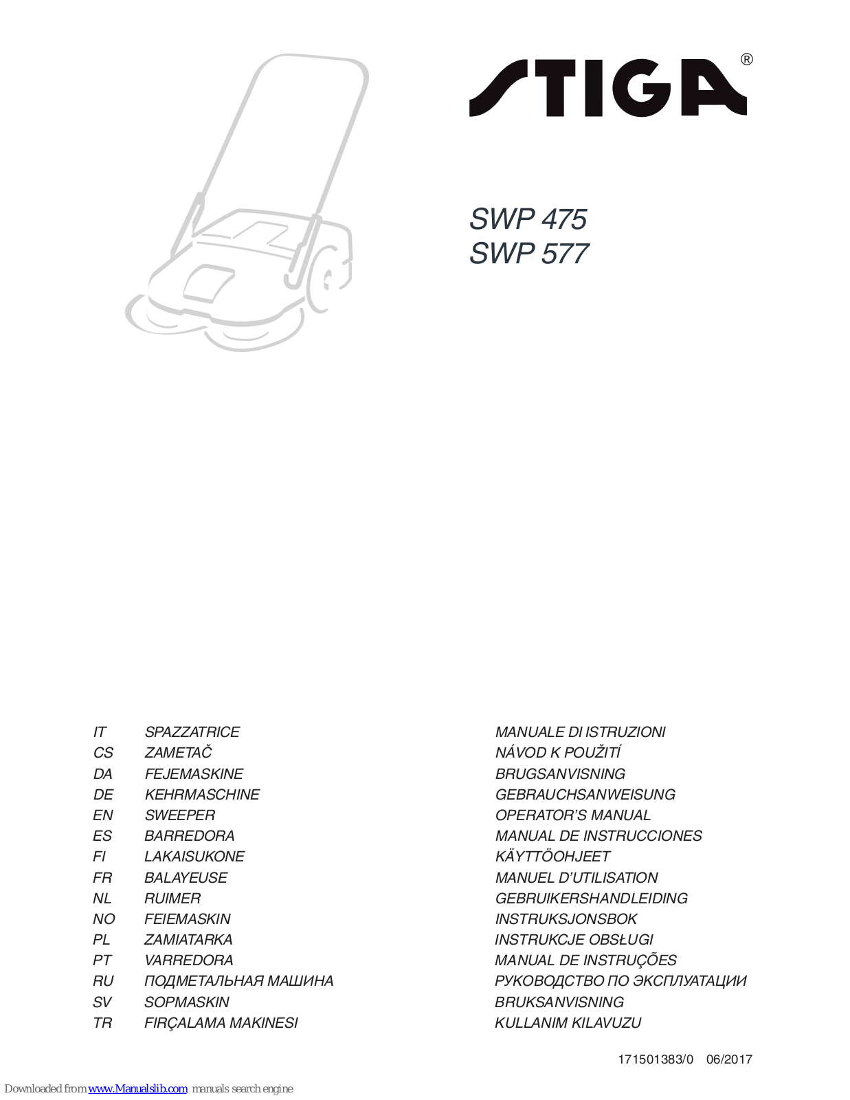 Stiga SWP 475, SWP 577 Operator's Manual