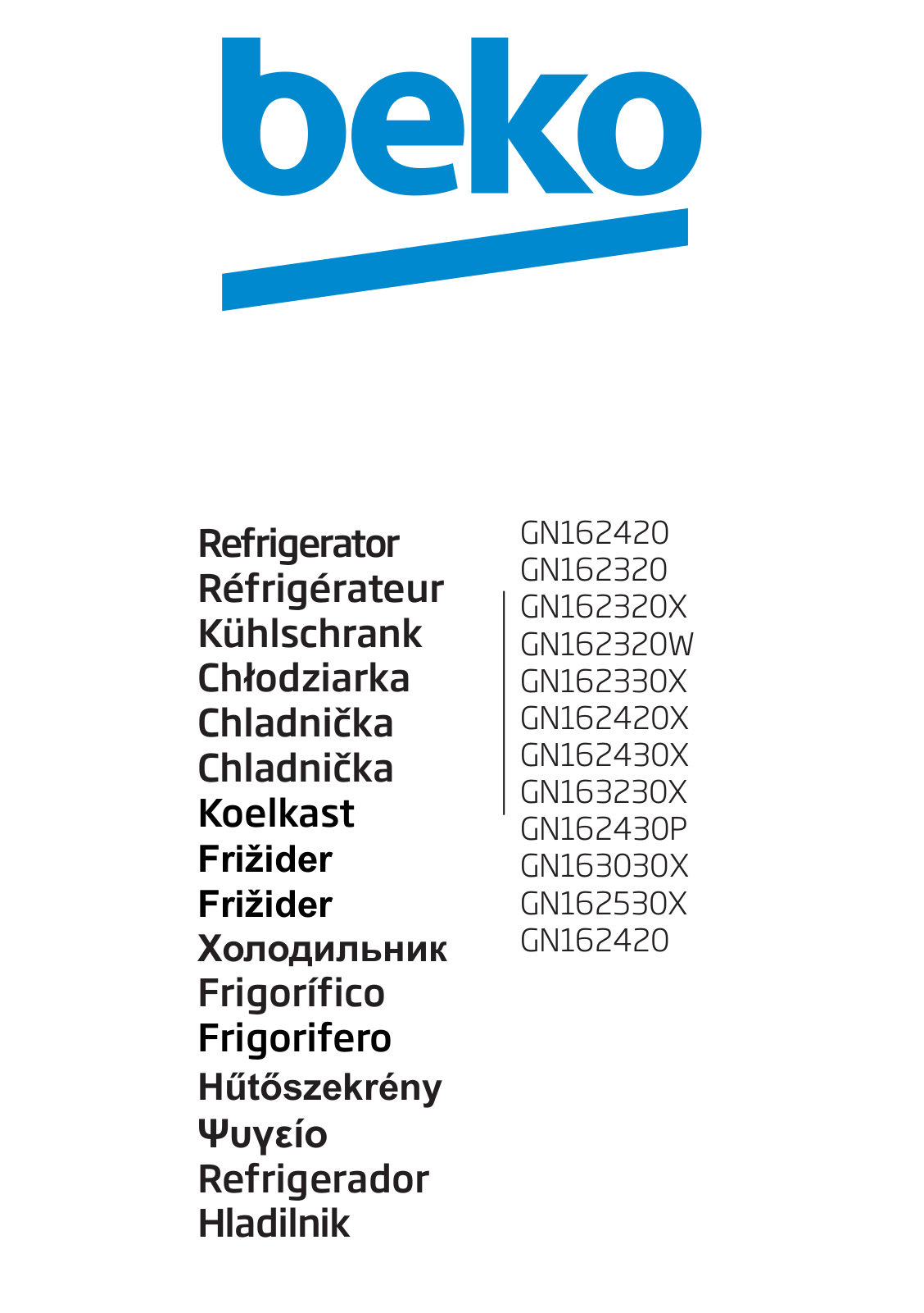 Beko GN162420, GN162320, GN162320X, GN162320W, GN162330X User manual