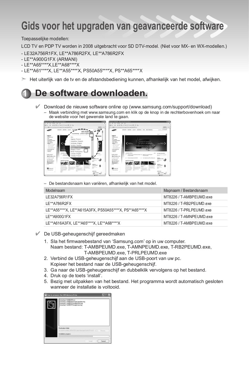 Samsung LE46A900G1F, LE32A650A1H, LE40A650A1H, LE52A900G1F, LE52A650A1H FIRMWARE UPDATE INSTRUCTION