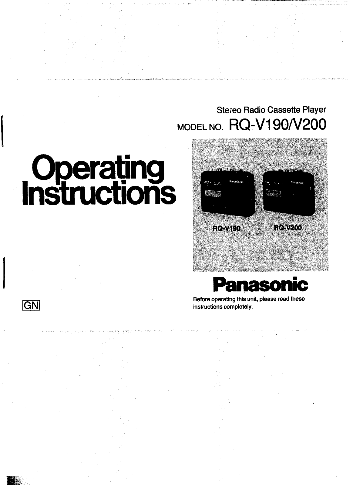 Panasonic RQ-V190 User Manual