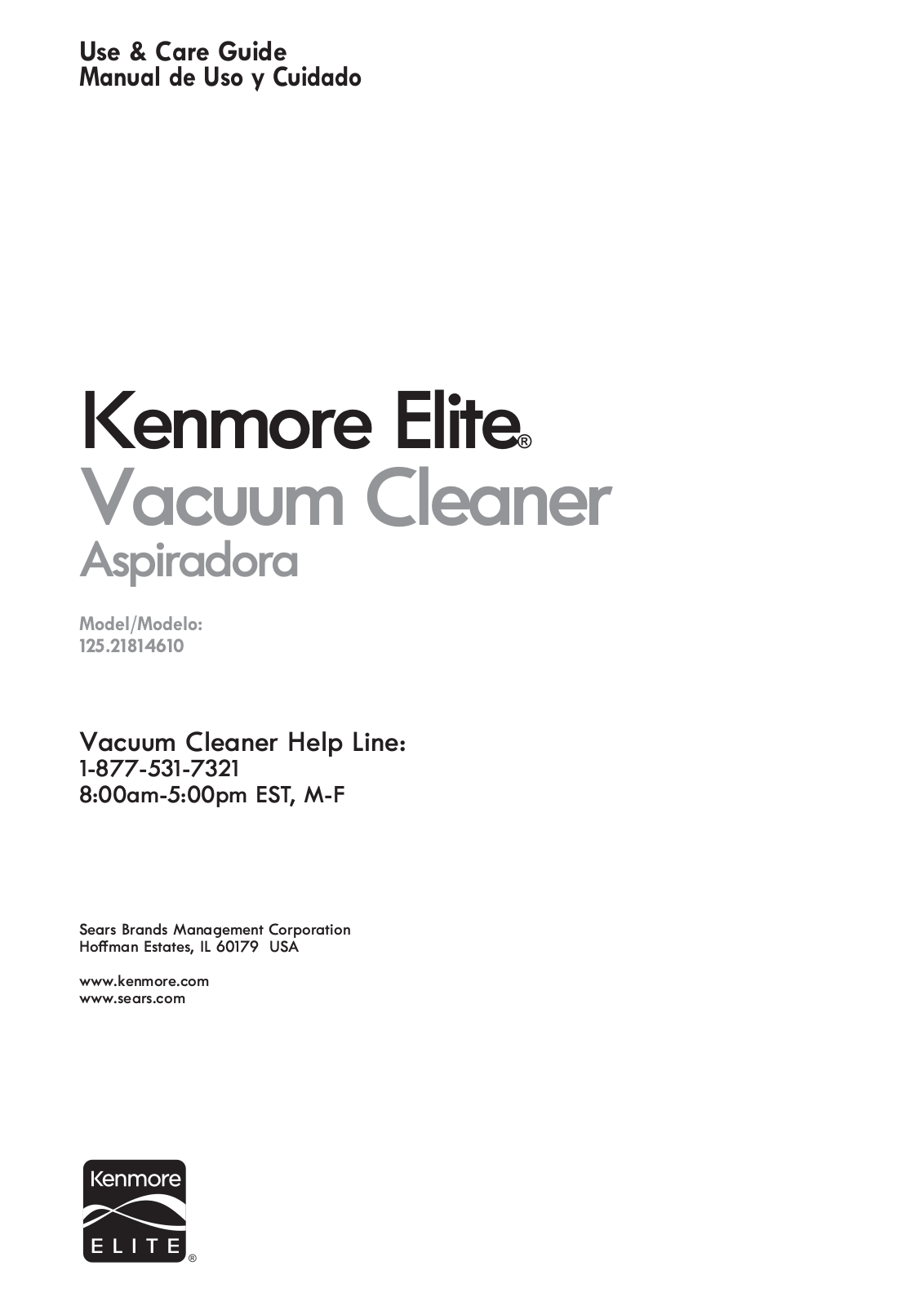 Kenmore Elite 12521814610 Owner’s Manual