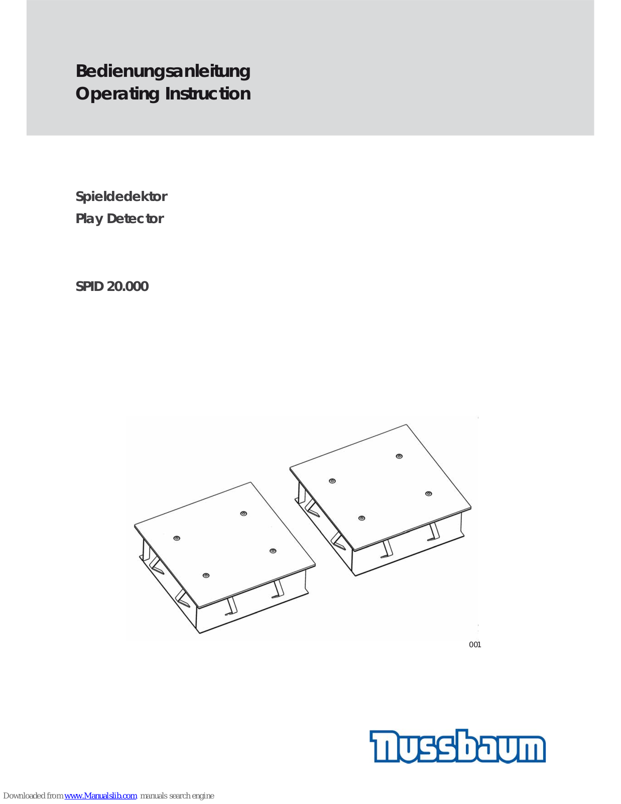 Nussbaum Play Detector SPID 20.000 Operating Instruction