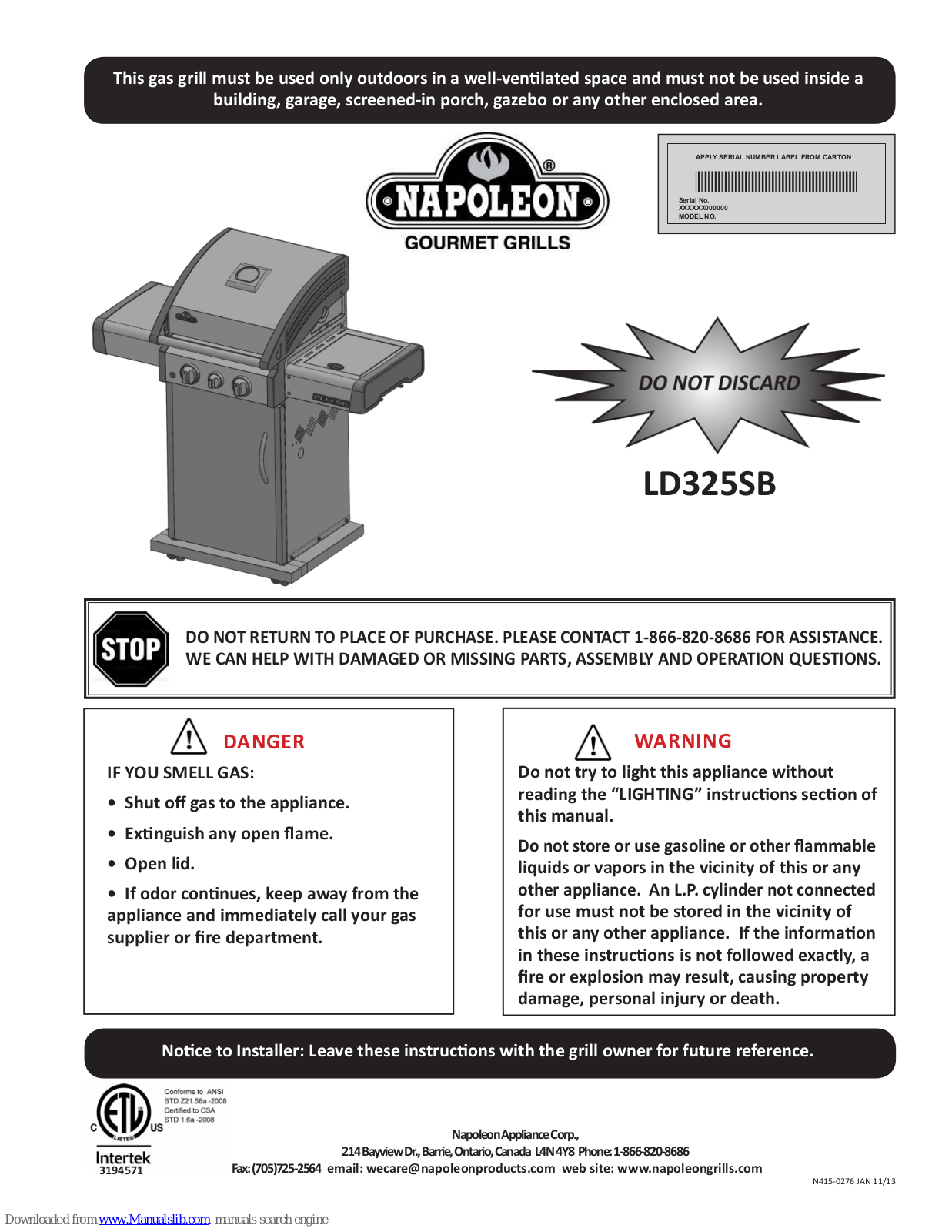 Napoleon LD325SB User Manual