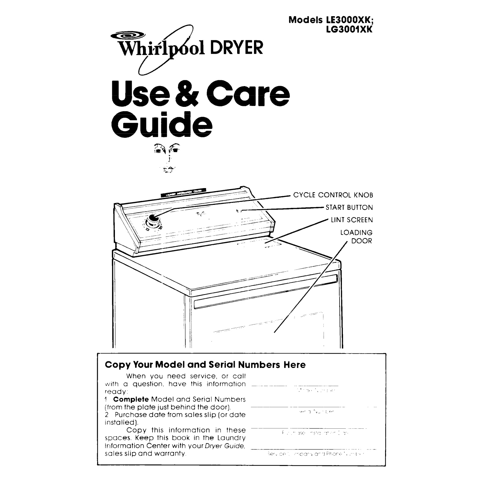 Whirlpool LE3000XK, LG3001XK User Manual - ManualMachine.com