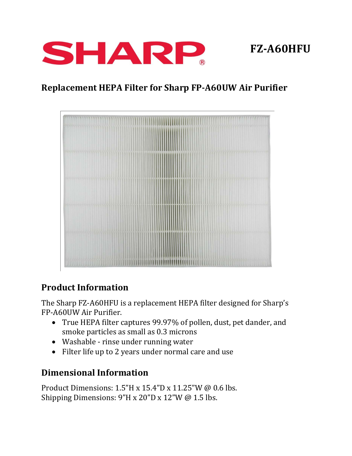 Sharp FZ-A60HFU User Manual