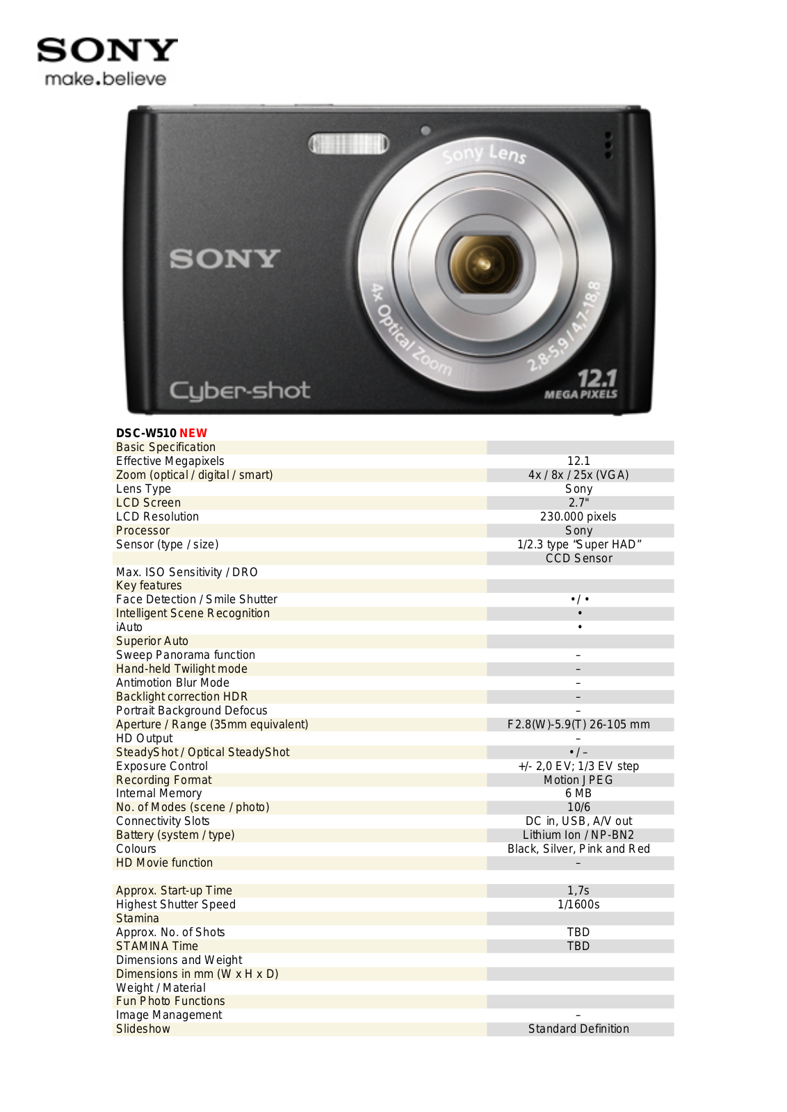 Sony DSC-W510 User Manual