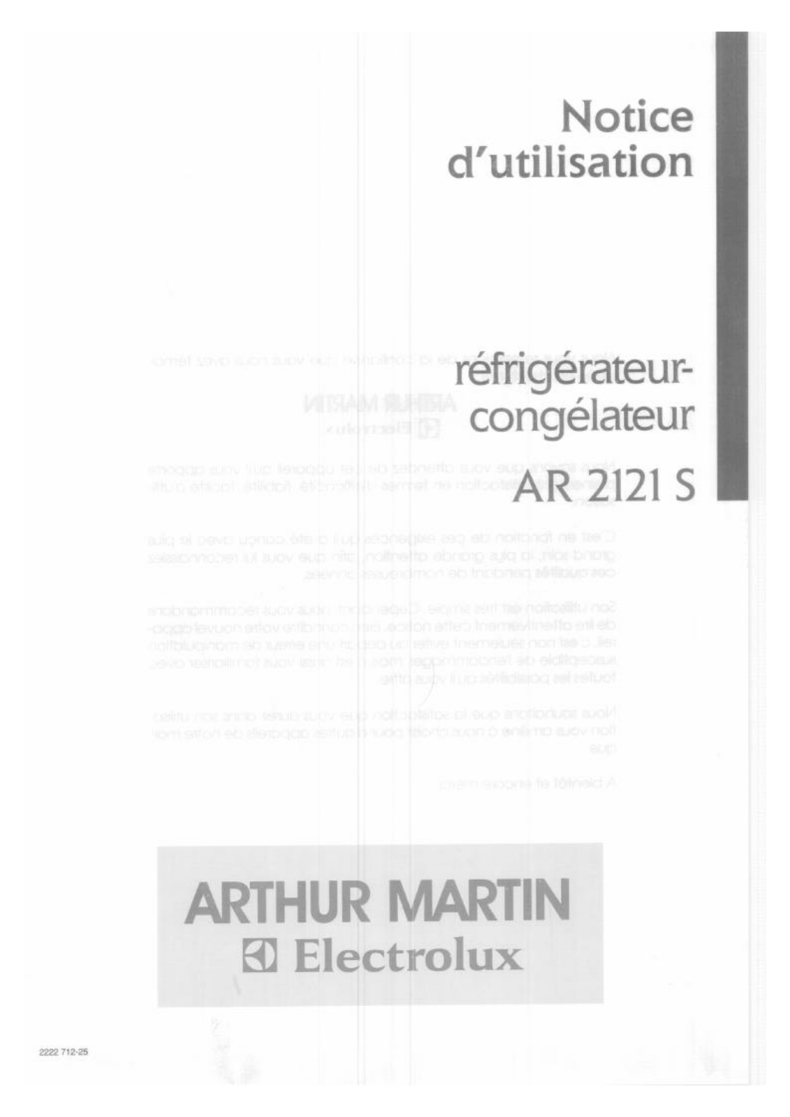 Arthur martin AR2121S User Manual