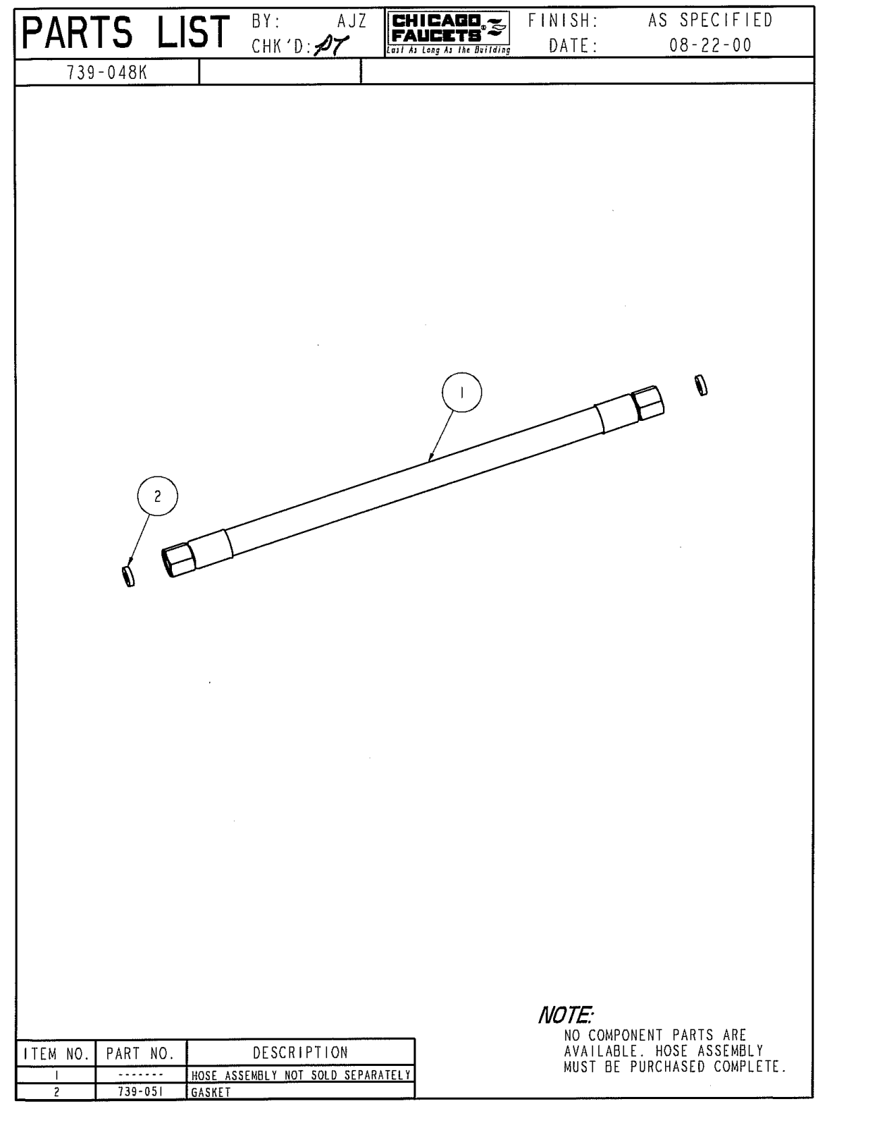 Chicago Faucet 739-048KJKNF Parts List