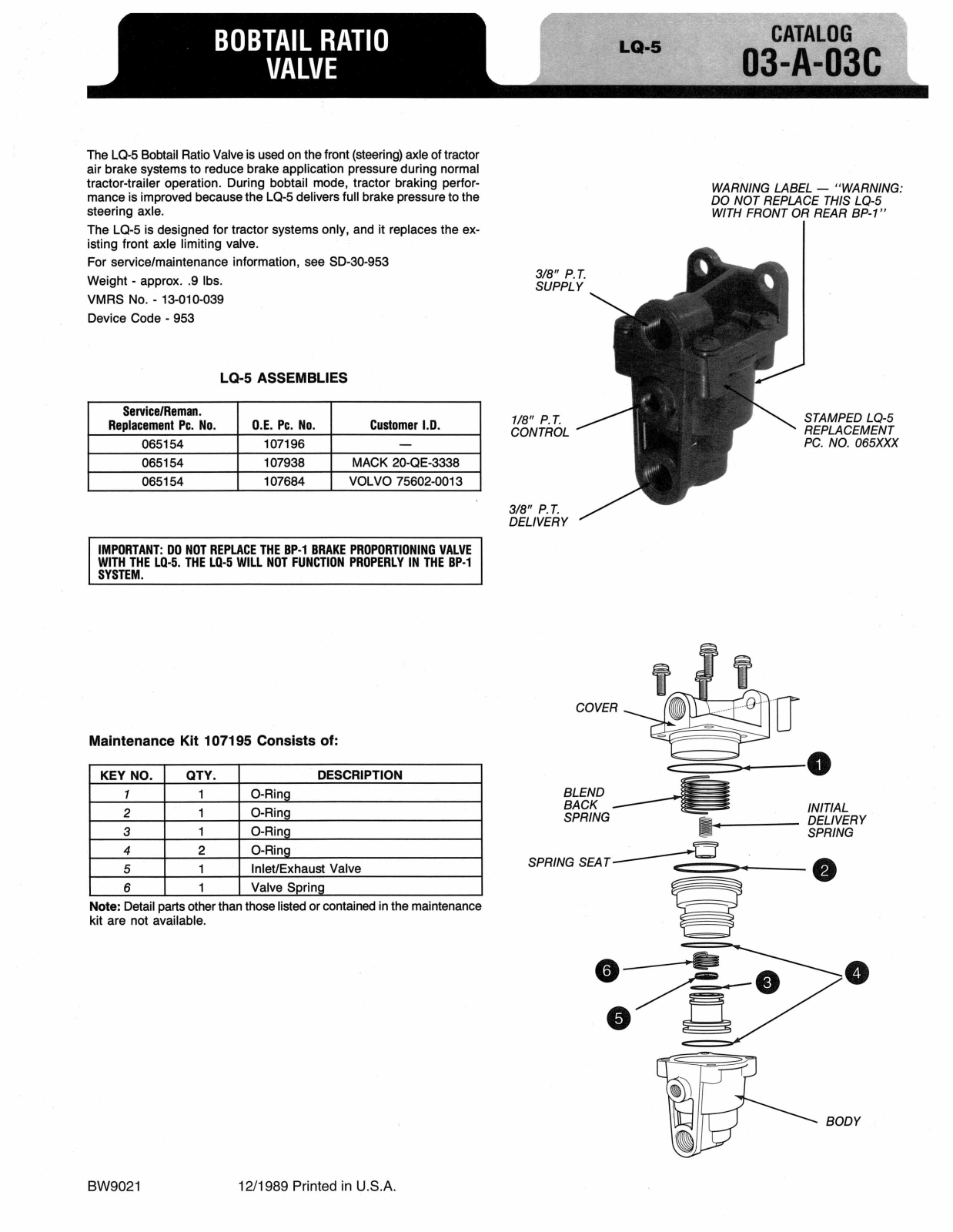 BENDIX 03-A-03C User Manual