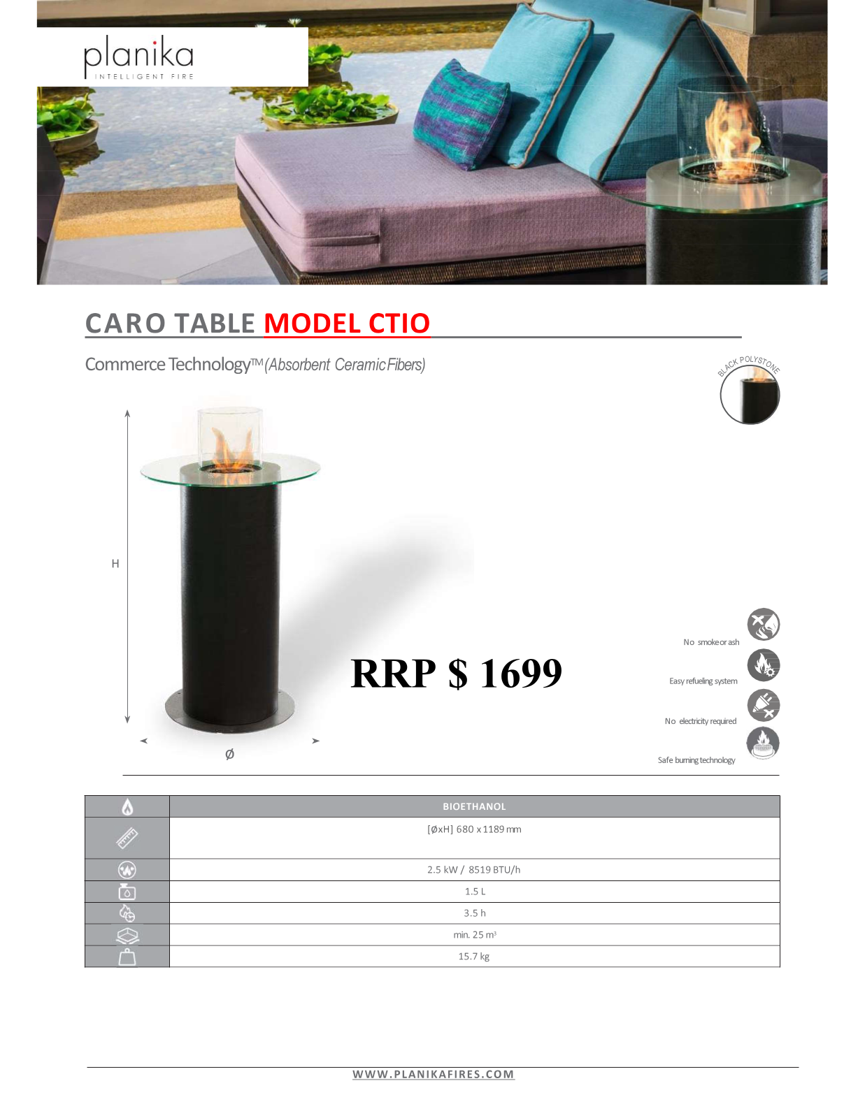 Planika CTIO Specifications Sheet - ManualMachine.com