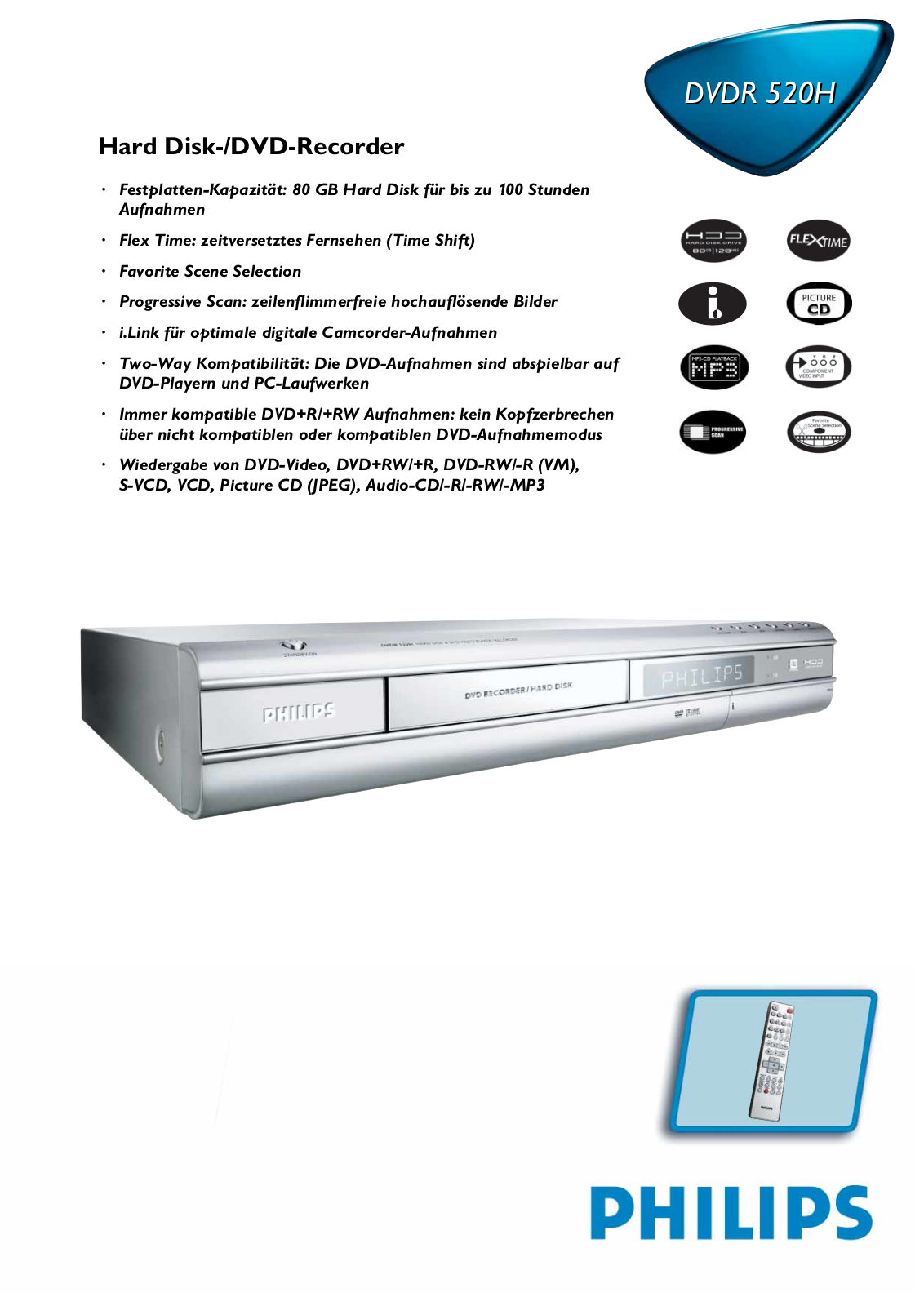 Philips DVDR520H BROCHURE