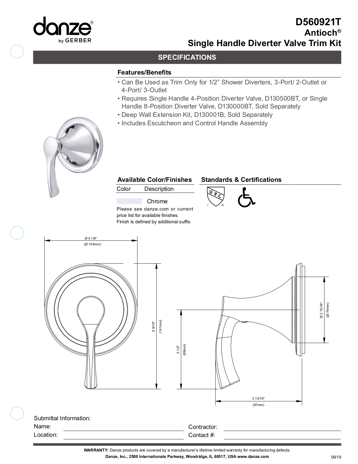 Gerber D560921BRT, D560921BNT, D560921T Specifications - ManualMachine.com