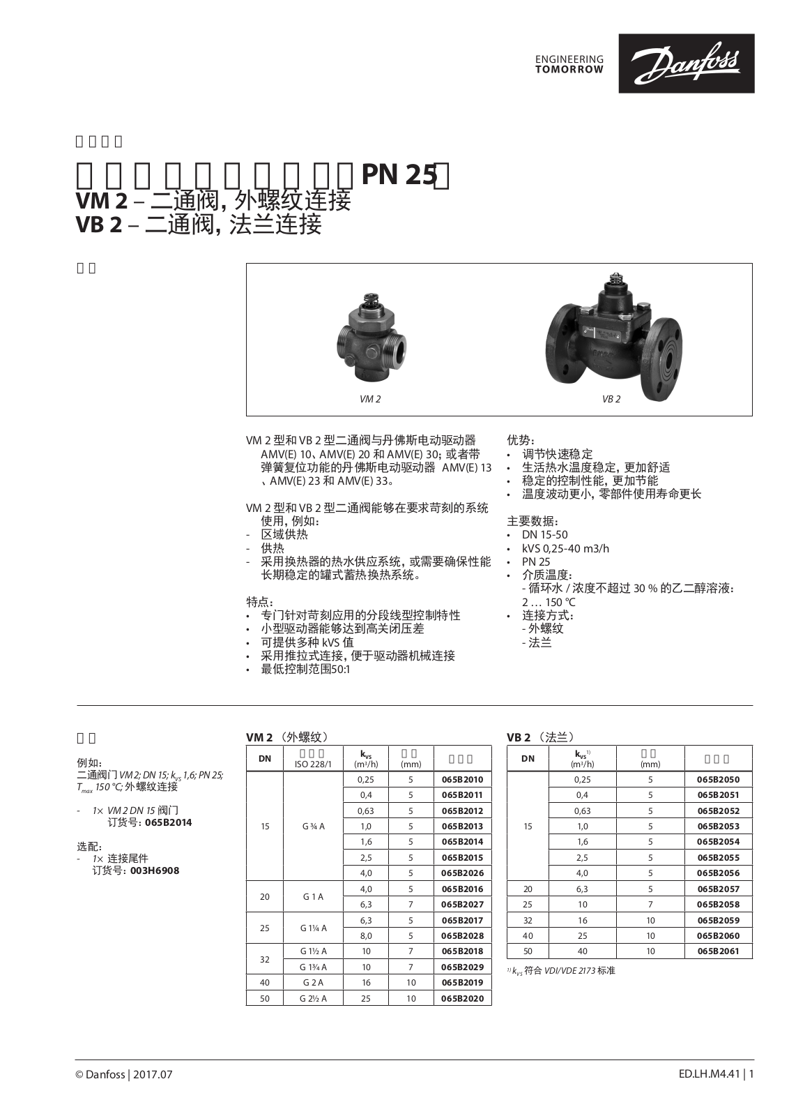 Danfoss VM 2, VB 2 Data sheet