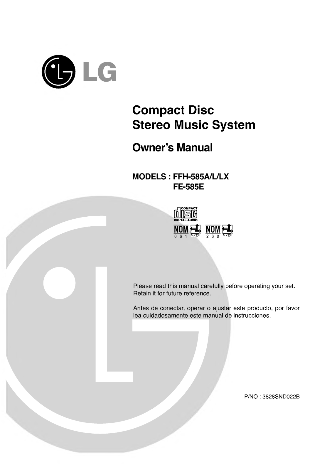 LG FFH-585A, FE-585E User Manual