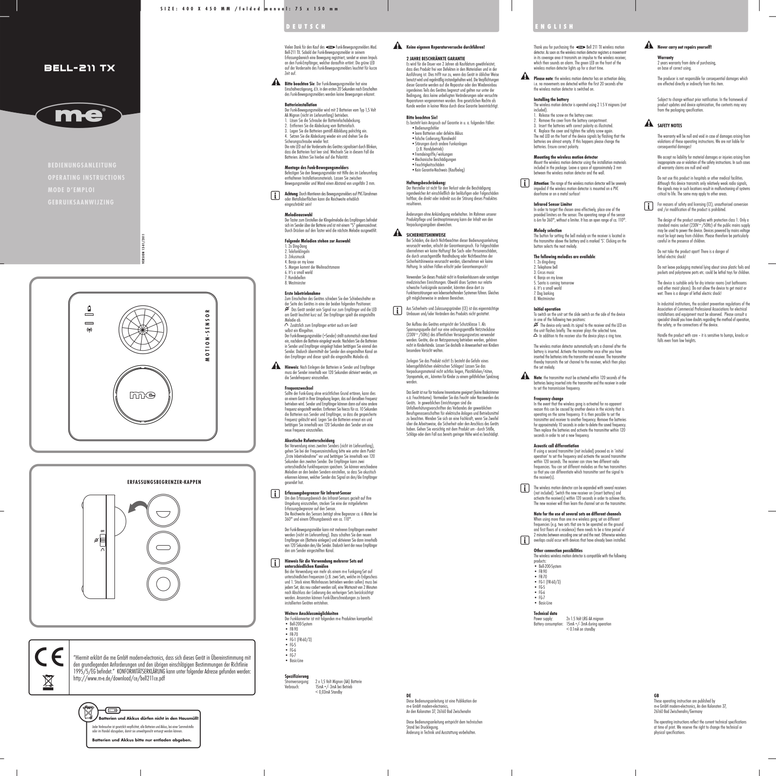 m-e modern-electronics Bell 211 TX Operating Instructions