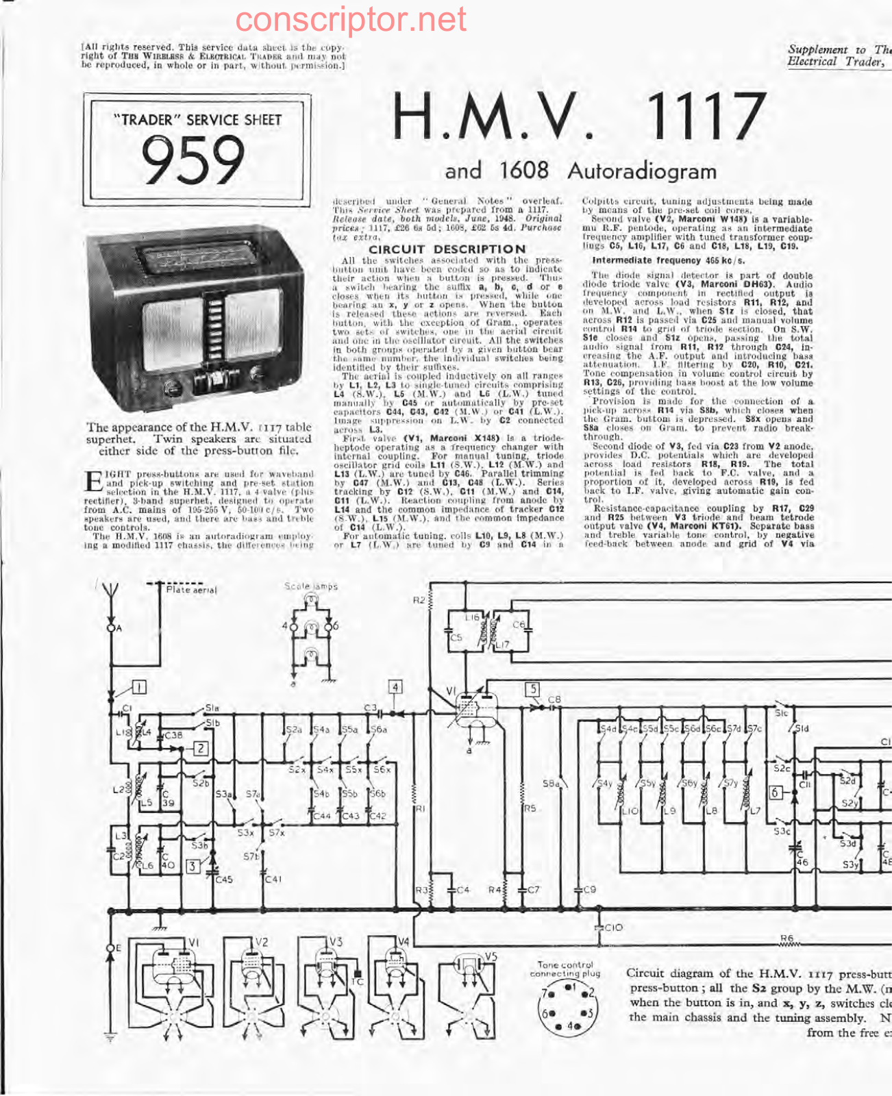 H.M.V. 1117 Service manual