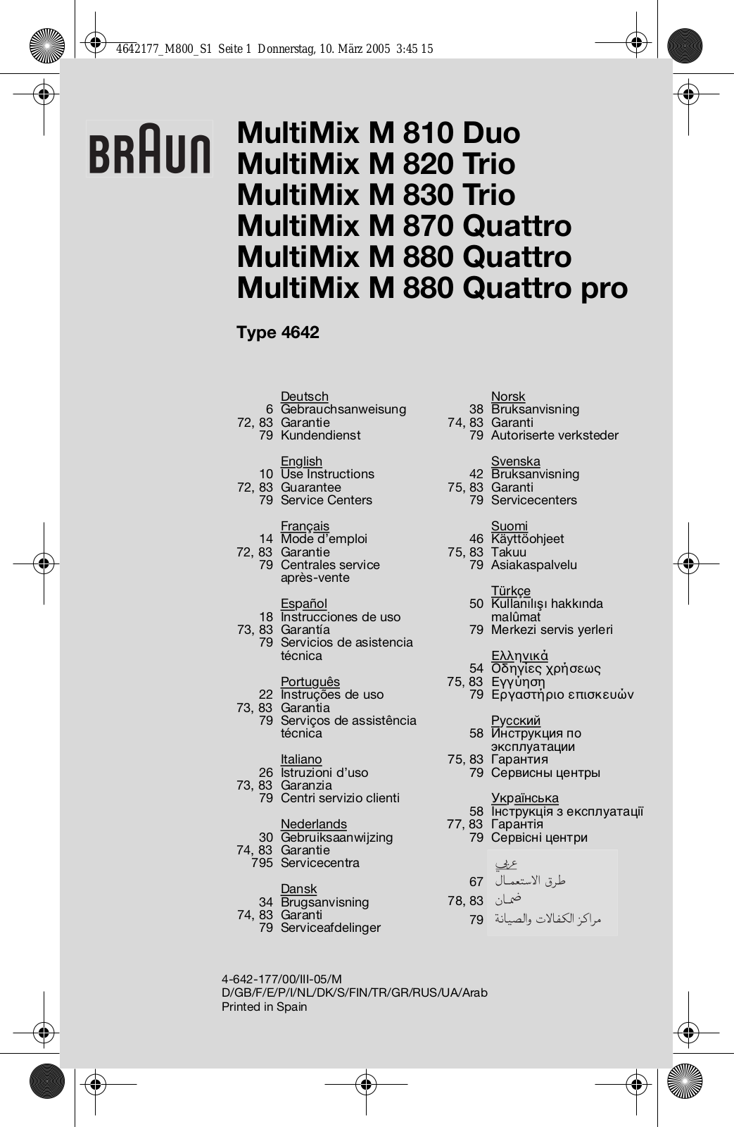 BRAUN M860 User Manual