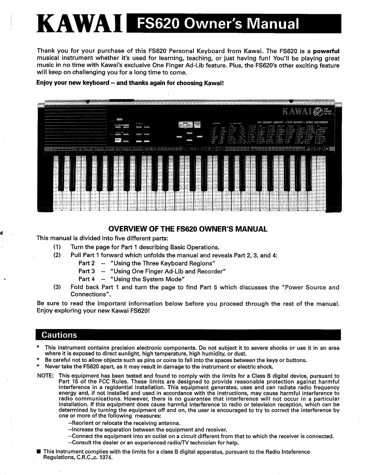 Kawai FS620 User Manual