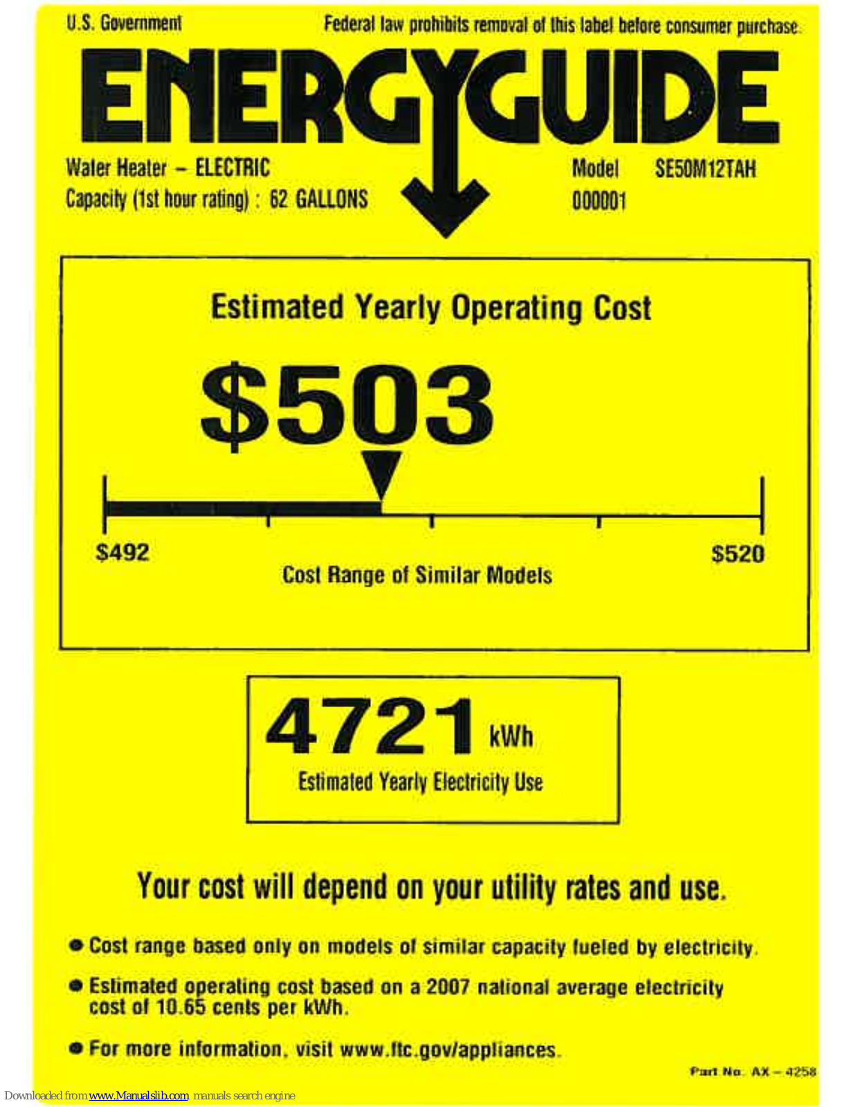 GE SE50M12TAH Energy Manual