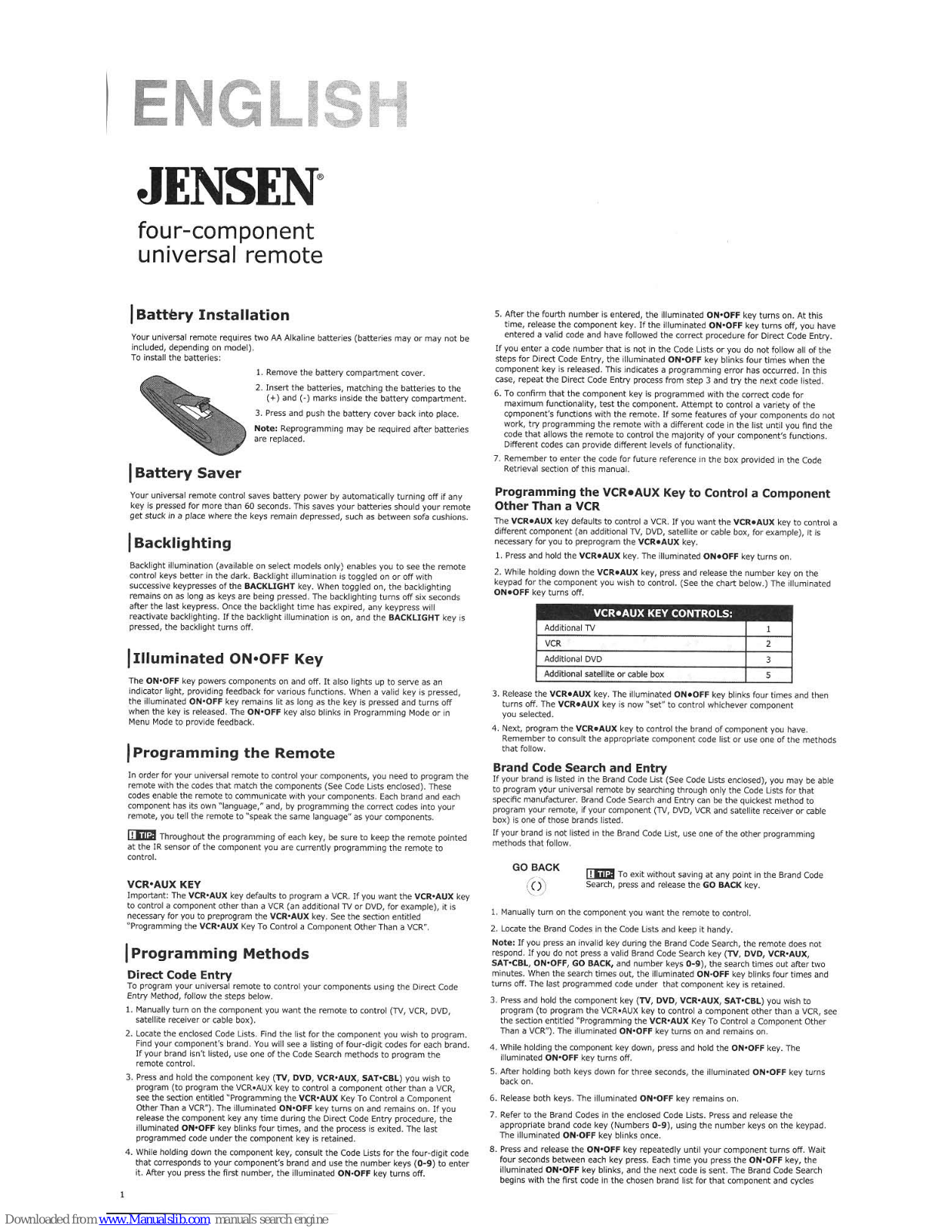 Jensen JER422 User Manual - ManualMachine.com